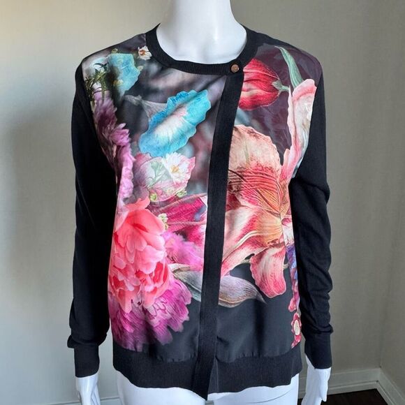 Ted Baker London Haleera Focus Bouquet Floral Lightweight Cardigan - Picture 1 of 10